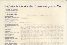[Carta] 1952 feb. 11, Río de Janeiro, [Brasil] [a] [Gabriela Mistral]