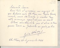 [Tarjeta] 1961 jun. 27, Chillán, [Chile] [a la] Señorita [Doris] Dana, [Chile]