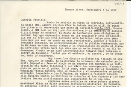 [Carta] 1952 sept. 5, Buenos Aires, [Argentina] [a] Gabriela [Mistral]