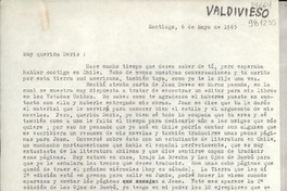 [Carta] 1965 mayo 6, Santiago, [Chile] [a] Srta. Doris Dana, Hack Green Road, Pound Ridge, New York