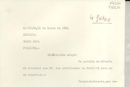 [Carta] 1964 ene. 11, Santiago, [Chile] [a la] Señorita Doris Dana