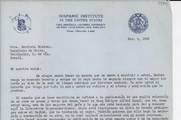 [Carta] 1945 nov. 9, [New York, EE.UU.] [a] Gabriela Mistral, Petrópolis, [Brasil]