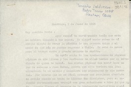 [Carta] 1965 jun. 7, Santiago, [Chile] [a] Muy querida Doris