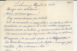 [Carta] 1951 ago., La Serena, [Chile] [a] Gabriela Mistral