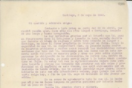 [Carta] 1945 mayo 6, Santiago [a] Gabriela Mistral
