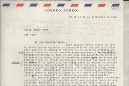 [Carta] 1966 nov. 22, Santiago, [Chile] [a] Srita. Doris Dana, New York
