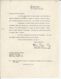 [Carta] 1943 jul. 7, New York, [EE.UU.] [a] Gabriela Mistral, Petrópolis, Brasil