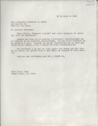 [Carta] 1966 mayo 19, Hack Green Road, Pound Ridge, New York, [EE.UU.] [a la] Sra. Mercedes Huidobro de Dublé, San Martín 32, Santiago de Chile