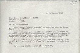 [Carta] 1966 mayo 19, Hack Green Road, Pound Ridge, New York, [EE.UU.] [a la] Sra. Mercedes Huidobro de Dublé, San Martín 32, Santiago de Chile