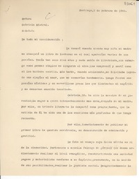 [Carta] 1948 feb. 5, Santiago [a] Gabriela Mistral, E.E.U.U.