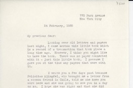 [Carta] 1955 Feb. 24, New York, [EE.UU.] [a] [Gabriela Mistral]