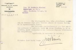 [Carta] 1934 mar. 2, [Madrid, España] [a] Gabriela Mistral, Madrid, [España]