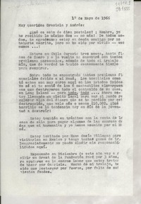 [Carta] 1966 mayo 1, Hack Green Road, Pound Ridge, New York, [Estados Unidos] [a] Graciela y Andrés