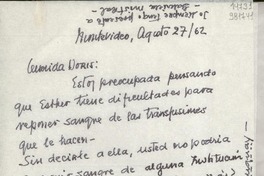 [Carta] 1962 oct., Montevideo, [Uruguay] [a] Querida Doris