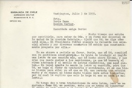 [Carta] 1955 jul. 3, Washington [a] Doris Dana, Roslyn Harbor