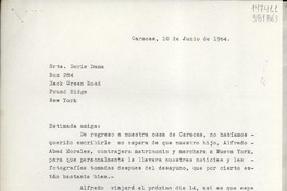[Carta] 1964 jun. 10, Caracas, [Venezuela] [a] Srta. Doris Dana, box 284, Hack Green Road, Pound Ridge, New York