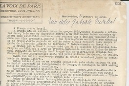 [Carta] 1942 oct. 15, Montevideo [a] Gabriela Mistral
