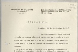 Circular N° 52, 1947 sept. 22, Santiago [a] los señores jefes de misiones diplomaticas de Chile