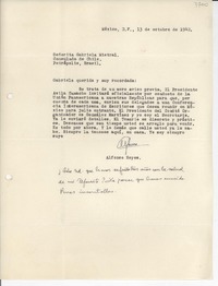 [Carta] 1942 oct. 13, México D.F. [a] Gabriela Mistral, Petrópolis, Brasil