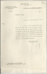 Circular N° 53, 1947 sept. 23, Santiago [a] los señores representantes diplomáticos y consulares de Chile