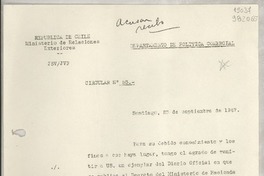 Circular N° 53, 1947 sept. 23, Santiago [a] los señores representantes diplomáticos y consulares de Chile
