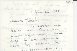 [Carta] 1952 nov. 1, [Estados Unidos] [a] Gabriela Mistral