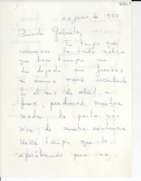 [Carta] 1955 oct. 25, [Estados Unidos] [a] Gabriela Mistral