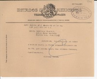 [Telegrama] 1949 ene. 5, México D.F. [a] Gabriela Mistral, Veracruz, [México]