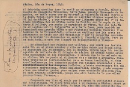 [Carta] 1949, Día de Reyes, México [a] Gabriela [Mistral]