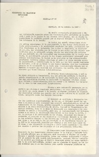 Circular N° 57, 1947 oct. 10, Santiago [a] los señores Jefes de Misión y Consules de Chile