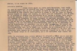 [Carta] 1949 ene. 12, México [a] Gabriela [Mistral]