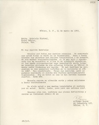 [Carta] 1950 mar. 11, México D. F. [a] Gabriela Mistral, Jalapa, Veracruz