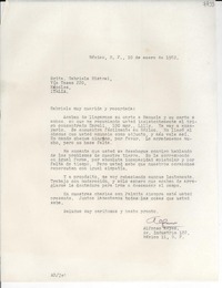 [Carta] 1952 ene. 10, México D. F. [a] Gabriela Mistral, Nápoles, Italia