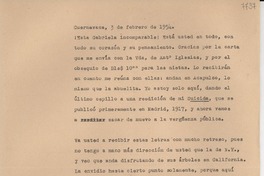 [Carta] 1954 feb. 3, Cuernavaca, [México] [a] Gabriela Mistral