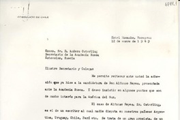 [Carta] 1949 ene. 12, Veracruz [a] Anders Osterling, Secretario de la Academia Sueca, Estocolmo, Suecia