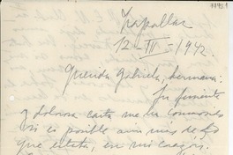 [Carta] 1942 mar. 12, Zapallar [Chile] [a] Gabriela Mistral