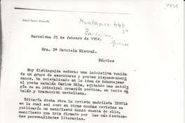 [Carta] 1954 feb. 25, [Barcelona], España [a] Gabriela Mistral, Nápoles, [Italia]