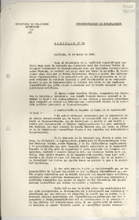 Circular N° 19, 1948 mar. 13, Santiago [a] los señores Jefes de Misión y Consules de Chile