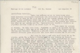 [Carta] [1949] oct. 16, Los Angeles, [EE.UU.] [a] Gabriela Mistral