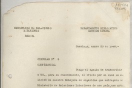 Circular N° 5 confidencial, 1948 ene. 20, Santiago, [Chile]