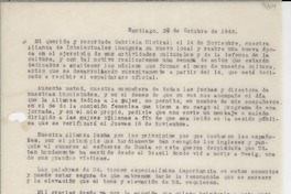 [Carta] 1942 oct. 30, Santiago, [Chile] [a] Gabriela Mistral