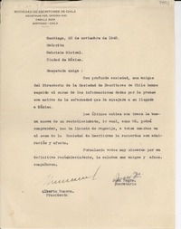 [Carta] 1948 nov. 23, Santiago, [Chile] [a] Gabriela Mistral, Ciudad de México