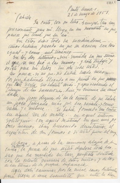 [Carta] 1951 mayo 21, Punta Arenas [a] Gabriela Mistral