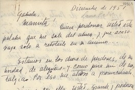 [Carta] 1951 dic., [Santiago] [a] Gabriela Mistral