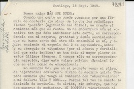 [Carta] 1948 sept. 18, Santiago [a] Gabriela Mistral