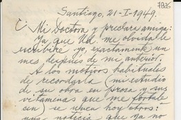 [Carta] 1949 ene. 21, Santiago [a] Gabriela Mistral