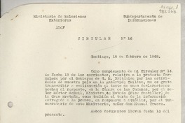 Circular N° 16, 1948 feb. 18, Santiago, [Chile]