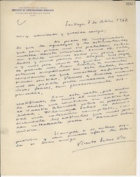 [Carta] 1947 oct. 7, Santiago [a] Gabriela Mistral
