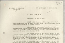 Circular N° 30, 1948 mayo 3, Santiago, [Chile] [a] Los Señores Jefes de Misión y Cónsules de Chile