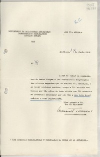 Circular N° 41, 1948 jun. 14, Santiago [a] las Misiones diplomáticas y consulares de Chile en el exterior